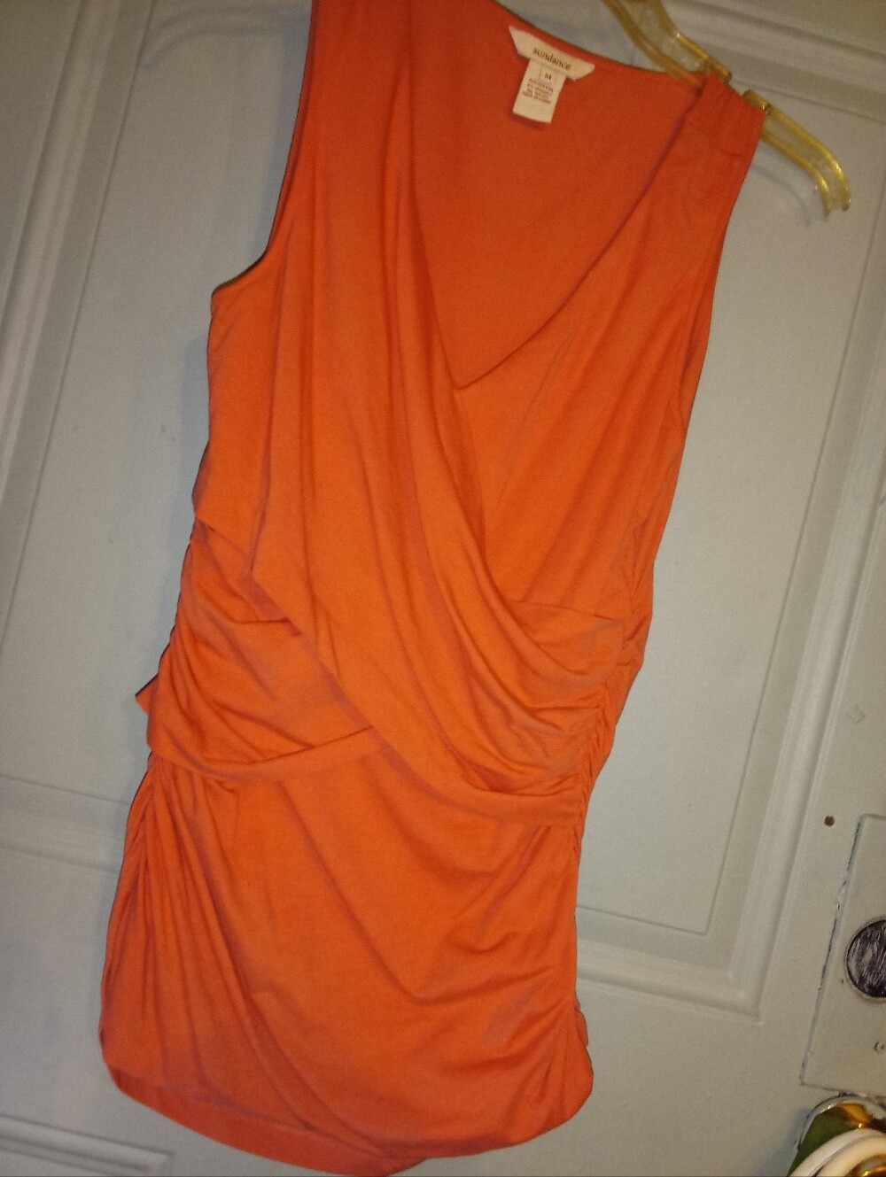 Sundance Orange Draped Sleeveless Blouse